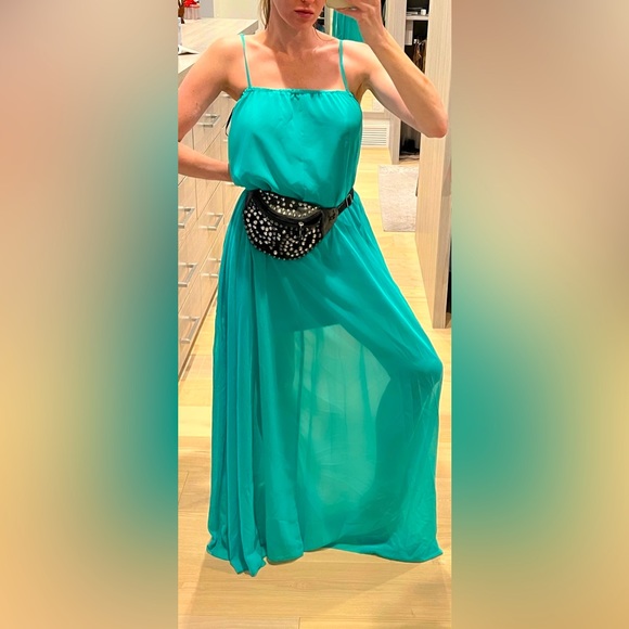 Dresses & Skirts - Turquoise sheer maxi dress